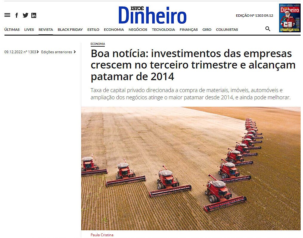 Boa notcia: investimentos das empresas crescem no terceiro trimestre e alcanam patamar de 2014